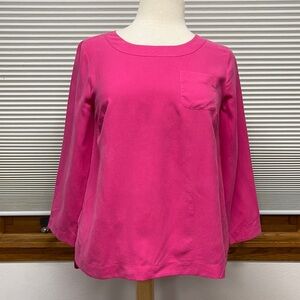 J. Crew NWT Pink 100% Silk Pocket blouse Size 2